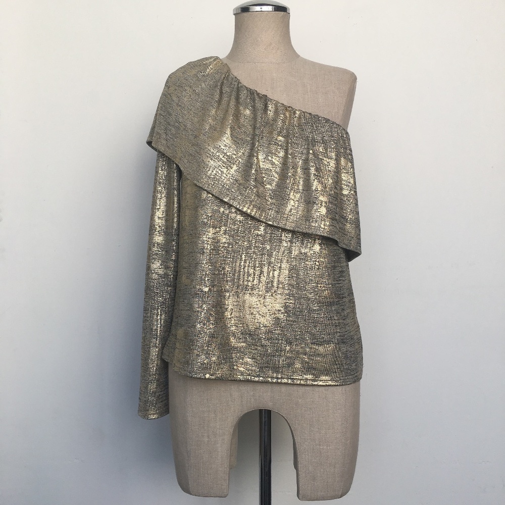 TROUVE Metallic One-shoulder Top